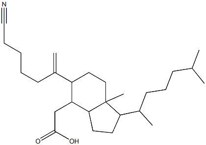 5-(6-cyano-1-hexen-2-yl)-7a-methyl-1-(6-methylhept-2-yl)hexahydroindan-4-acetic acid 结构式