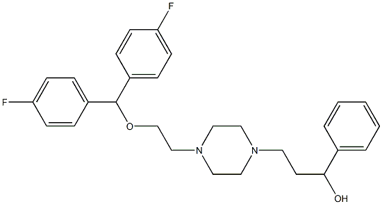 1-(2-(bis(4-fluorophenyl)--methoxy)ethyl)-4-(3-hydroxy-3-phenylpropyl)piperazine Structure