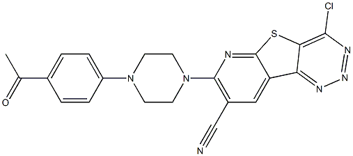7-(N-4'-acetylphenylpiperazino)-8-cyano-4-chloropyrido(3',2'-4,5)thieno(3,2-d)-1,2,3-triazine Structure