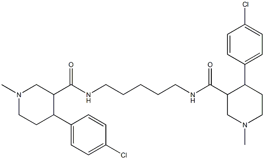 1,5-bis((4-(4-chlorophenyl)-1-methylpiperidine-3-carbonyl)amino)pentane,,结构式