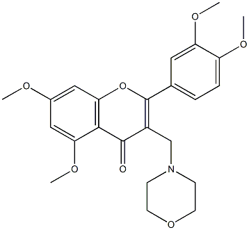 3-morpholinomethyl-3',4',5,7-tetramethoxyflavone,,结构式