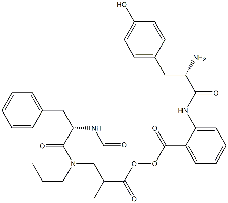 N-carboxy-3-phenylpropyl-alanyl-aminoisobutyric acid-tyrosyl-aminobenzoate 化学構造式