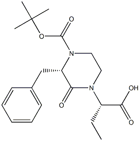 (S)-2-((S)-4-(TERT-BUTOXYCARBONYL)-3-BENZYL-2-OXOPIPERAZIN-1-YL)BUTANOICACID Structure