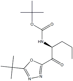 (S)-tert-butyl 1-(5-tert-butyl-1,3,4-oxadiazol-2-yl)-1-oxopentan-2-ylcarbamate
 化学構造式