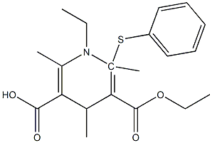 ETHYL 2-(PHENYLTHIO)ETHYL-1,4-DIHYDRO-2,4,6-TRIMETHYLPYRIDINE-3,5-DICARBOXYLATE Structure