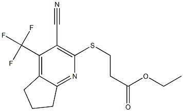 ethyl 3-{[3-cyano-4-(trifluoromethyl)-6,7-dihydro-5H-cyclopenta[b]pyridin-2-yl]sulfanyl}propanoate Structure