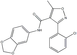 N4-(1,3-benzodioxol-5-yl)-3-(2-chlorophenyl)-5-methylisoxazole-4-carboxamide 化学構造式