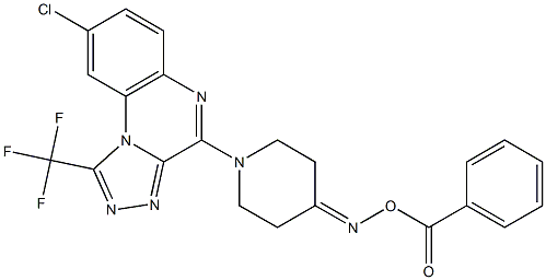 4-{4-[(benzoyloxy)imino]piperidino}-8-chloro-1-(trifluoromethyl)[1,2,4]triazolo[4,3-a]quinoxaline Struktur