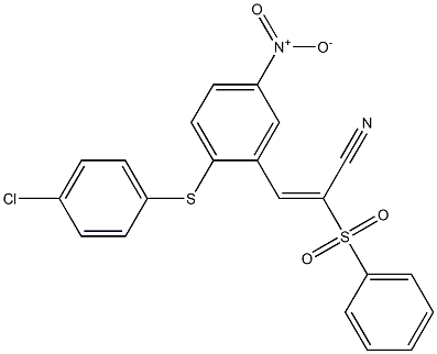 (E)-3-{2-[(4-chlorophenyl)sulfanyl]-5-nitrophenyl}-2-(phenylsulfonyl)-2-propenenitrile 化学構造式