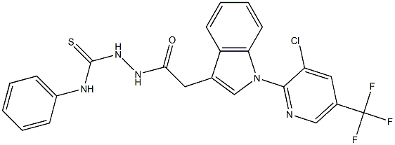 2-(2-{1-[3-chloro-5-(trifluoromethyl)-2-pyridinyl]-1H-indol-3-yl}acetyl)-N-phenyl-1-hydrazinecarbothioamide,,结构式