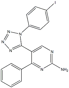 5-[1-(4-iodophenyl)-1H-1,2,3,4-tetraazol-5-yl]-4-phenylpyrimidin-2-amine,,结构式