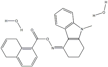 4-{[(5,8-dihydronaphthalen-1-ylcarbonyl)oxy]imino}-9-methyl-2,3,4,9-tetrahydro-1H-carbazole dihydrate 化学構造式