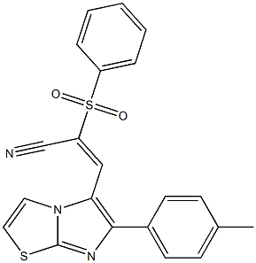3-[6-(4-methylphenyl)imidazo[2,1-b][1,3]thiazol-5-yl]-2-(phenylsulfonyl)acrylonitrile,,结构式