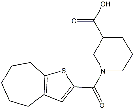 1-{4H,5H,6H,7H,8H-cyclohepta[b]thiophen-2-ylcarbonyl}piperidine-3-carboxylic acid,,结构式