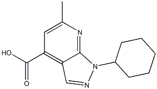 1-cyclohexyl-6-methyl-1H-pyrazolo[3,4-b]pyridine-4-carboxylic acid Struktur