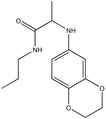 2-(2,3-dihydro-1,4-benzodioxin-6-ylamino)-N-propylpropanamide Struktur