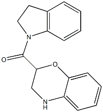 2-(2,3-dihydro-1H-indol-1-ylcarbonyl)-3,4-dihydro-2H-1,4-benzoxazine,,结构式
