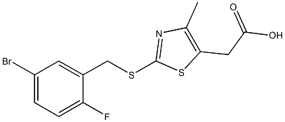 2-(2-{[(5-bromo-2-fluorophenyl)methyl]sulfanyl}-4-methyl-1,3-thiazol-5-yl)acetic acid Structure