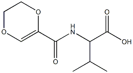 2-(5,6-dihydro-1,4-dioxin-2-ylformamido)-3-methylbutanoic acid Struktur