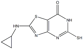 2-(cyclopropylamino)-5-mercapto[1,3]thiazolo[4,5-d]pyrimidin-7(6H)-one Struktur