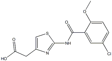 2-{2-[(5-chloro-2-methoxybenzene)amido]-1,3-thiazol-4-yl}acetic acid 化学構造式