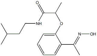 2-{2-[1-(hydroxyimino)ethyl]phenoxy}-N-(3-methylbutyl)propanamide Struktur