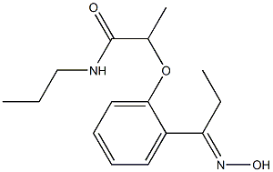 2-{2-[1-(hydroxyimino)propyl]phenoxy}-N-propylpropanamide Struktur