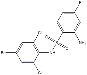 2-amino-N-(4-bromo-2,6-dichlorophenyl)-4-fluorobenzene-1-sulfonamide,,结构式