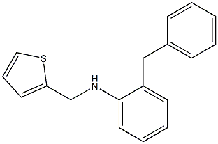 2-benzyl-N-(thiophen-2-ylmethyl)aniline Struktur