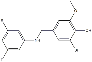 2-bromo-4-{[(3,5-difluorophenyl)amino]methyl}-6-methoxyphenol 化学構造式