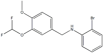 2-bromo-N-{[3-(difluoromethoxy)-4-methoxyphenyl]methyl}aniline,,结构式