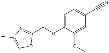 3-methoxy-4-[(3-methyl-1,2,4-oxadiazol-5-yl)methoxy]benzonitrile Struktur