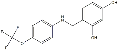 4-({[4-(trifluoromethoxy)phenyl]amino}methyl)benzene-1,3-diol 化学構造式