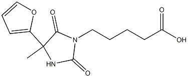 5-[4-(furan-2-yl)-4-methyl-2,5-dioxoimidazolidin-1-yl]pentanoic acid Struktur