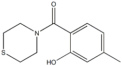 5-methyl-2-(thiomorpholin-4-ylcarbonyl)phenol 化学構造式