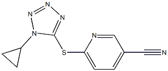 6-[(1-cyclopropyl-1H-1,2,3,4-tetrazol-5-yl)sulfanyl]pyridine-3-carbonitrile,,结构式