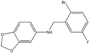 N-[(2-bromo-5-fluorophenyl)methyl]-2H-1,3-benzodioxol-5-amine,,结构式