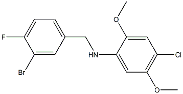 N-[(3-bromo-4-fluorophenyl)methyl]-4-chloro-2,5-dimethoxyaniline Struktur