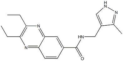 6-Quinoxalinecarboxamide,  2,3-diethyl-N-[(3-methyl-1H-pyrazol-4-yl)methyl]- 结构式