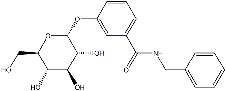 N-benzyl-3-[(2R,3R,4S,5S,6R)-3,4,5-trihydroxy-6-(hydroxymethyl)oxan-2-yl]oxy-benzamide Struktur