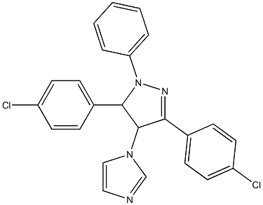 3,5-bis(4-chlorophenyl)-4-(1H-imidazol-1-yl)-1-phenyl-4,5-dihydro-1H-pyrazole,,结构式