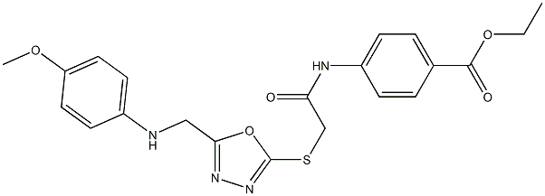 ethyl 4-{[({5-[(4-methoxyanilino)methyl]-1,3,4-oxadiazol-2-yl}sulfanyl)acetyl]amino}benzoate 结构式