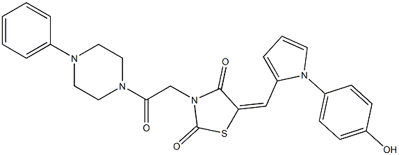 5-{[1-(4-hydroxyphenyl)-1H-pyrrol-2-yl]methylene}-3-[2-oxo-2-(4-phenylpiperazin-1-yl)ethyl]-1,3-thiazolidine-2,4-dione Structure