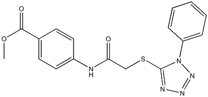 methyl 4-({[(1-phenyl-1H-tetraazol-5-yl)sulfanyl]acetyl}amino)benzoate,,结构式