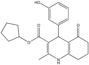 cyclopentyl 4-(3-hydroxyphenyl)-2-methyl-5-oxo-1,4,5,6,7,8-hexahydro-3-quinolinecarboxylate,,结构式