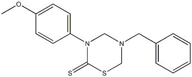 5-benzyl-3-(4-methoxyphenyl)-1,3,5-thiadiazinane-2-thione,,结构式