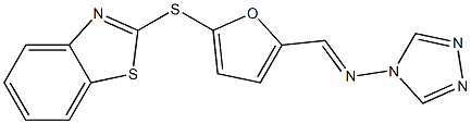 N-{[5-(1,3-benzothiazol-2-ylsulfanyl)-2-furyl]methylene}-N-(4H-1,2,4-triazol-4-yl)amine Structure