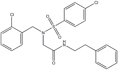 2-{(2-chlorobenzyl)[(4-chlorophenyl)sulfonyl]amino}-N-(2-phenylethyl)acetamide 结构式