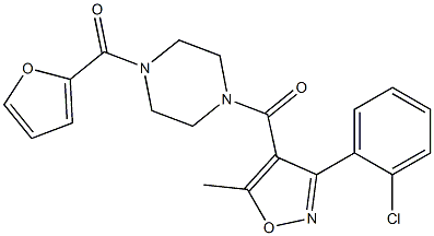 1-{[3-(2-chlorophenyl)-5-methyl-4-isoxazolyl]carbonyl}-4-(2-furoyl)piperazine,,结构式