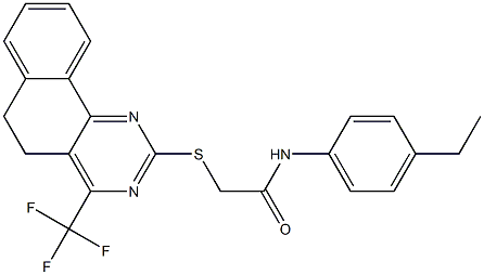 N-(4-ethylphenyl)-2-{[4-(trifluoromethyl)-5,6-dihydrobenzo[h]quinazolin-2-yl]sulfanyl}acetamide Structure